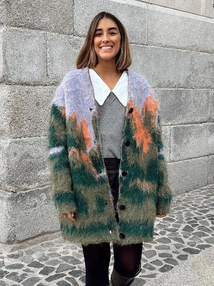 Lillymoda | Daniella - Trendige Bedruckte Strickjacke
