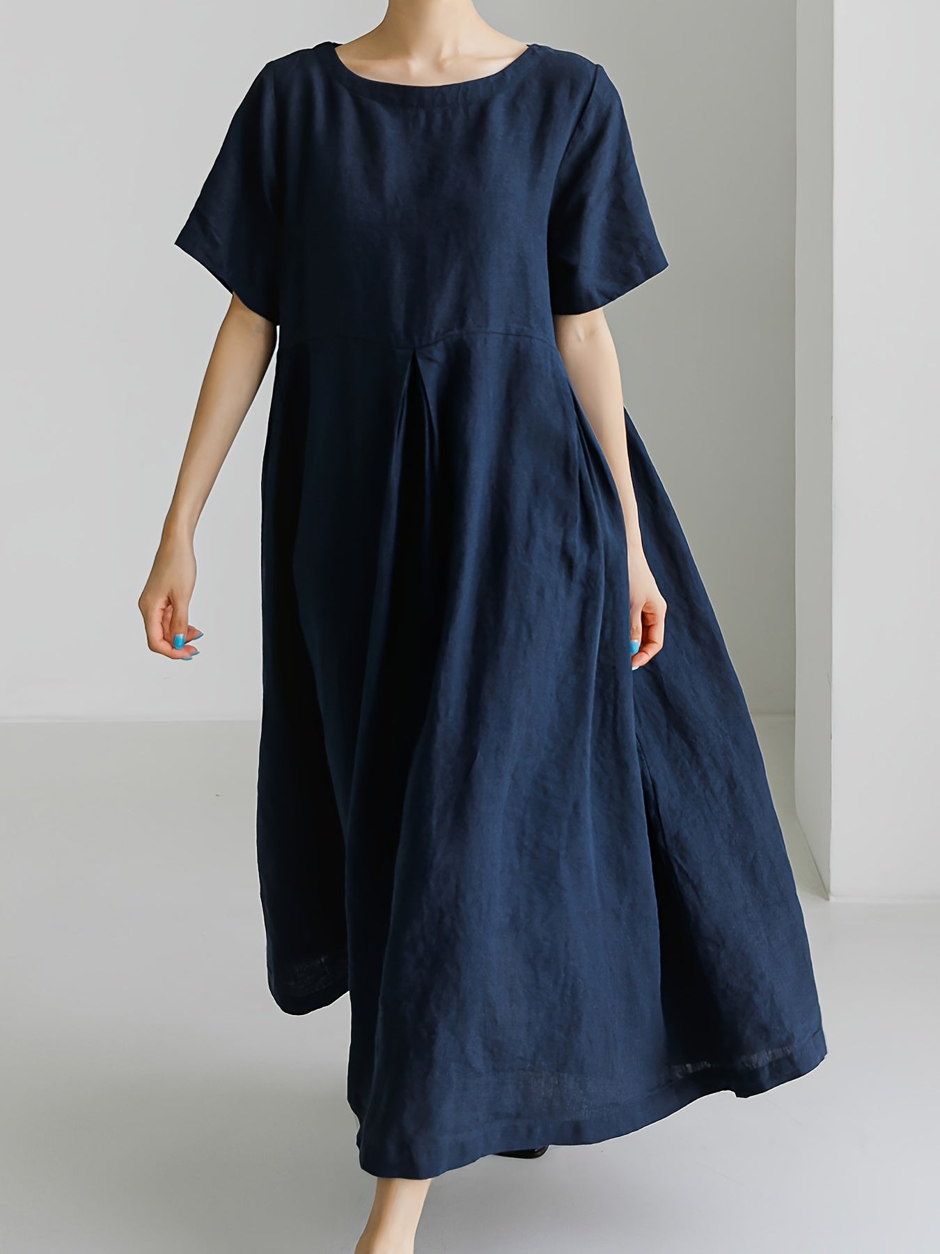 Maxikleid Damen Kurzarm Elegant Locker Frühling – Velania
