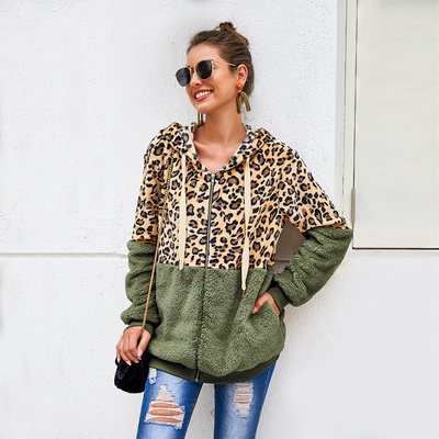 Lillymoda | Eleanor - Leopard Sherpa Strickjacke mit Kapuze