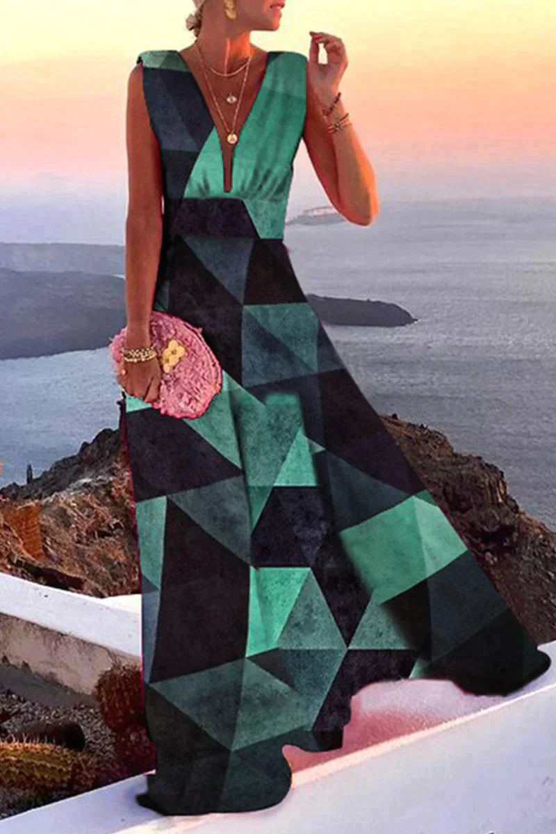 Lillymoda | Anna - Elegantes Langes Kleid mit Tiefem V-Ausschnitt