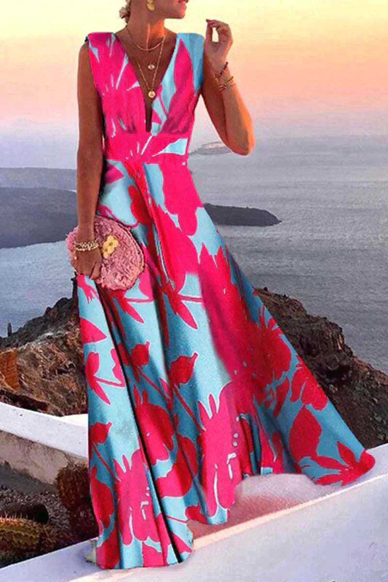 Lillymoda | Brielle - Elegantes Maxikleid mit tiefem V-Ausschnitt