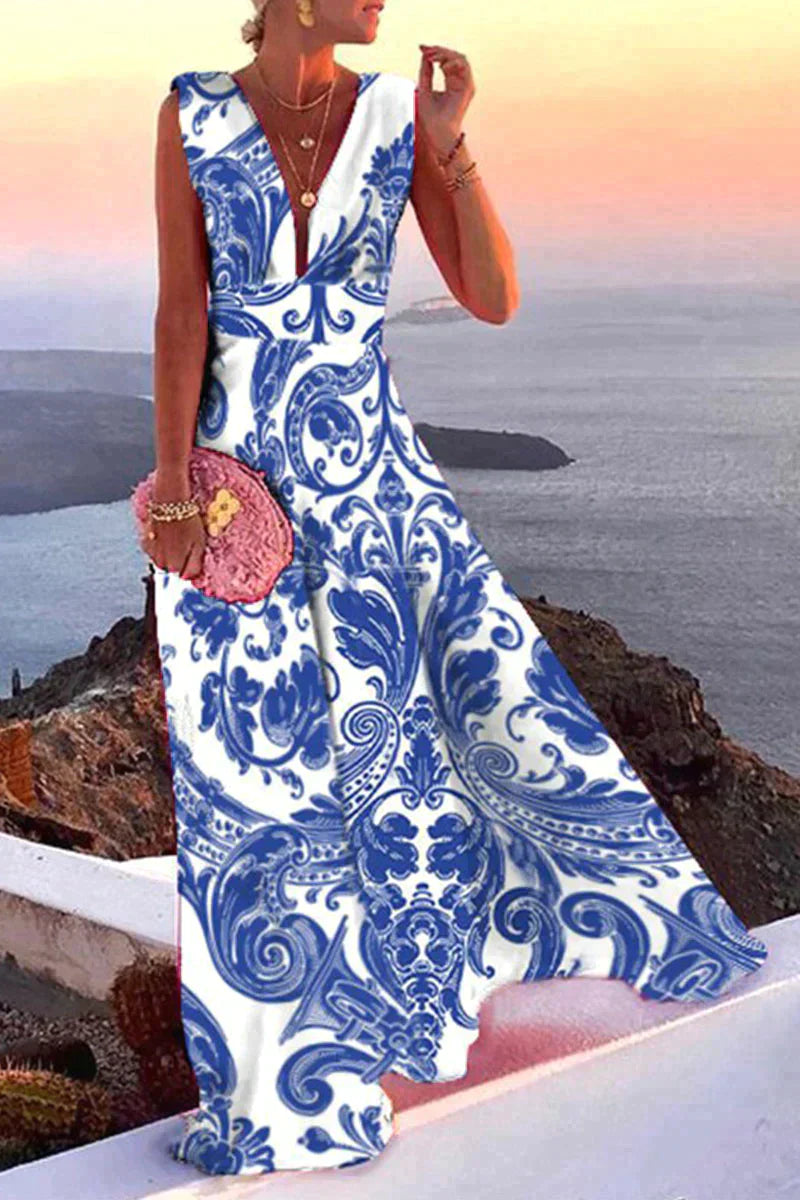 Lillymoda | Brielle - Elegantes Maxikleid mit tiefem V-Ausschnitt