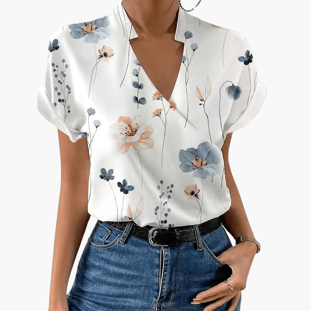 Vielseitige Bluse mit Kreuz-V-Ausschnitt für Frauen
