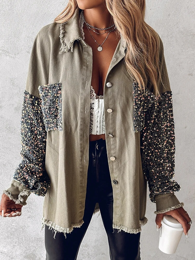 Lillymoda | Eileen - Kontrast Paillettenbesetzte Jacke
