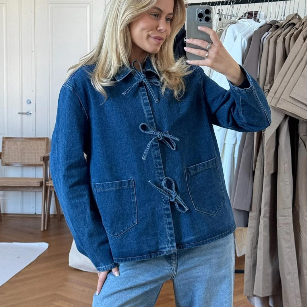 Ayla Jeansjacke | Damen Jeansjacke mit Kragen für Winter