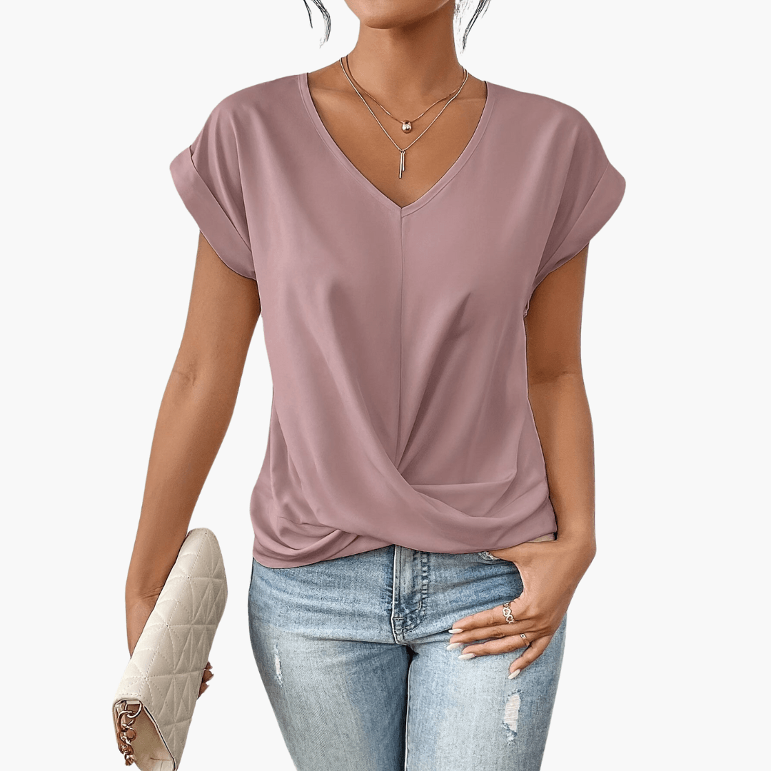 Trendiges, lässiges T-Shirt mit herzförmigem Ausschnitt für Damen