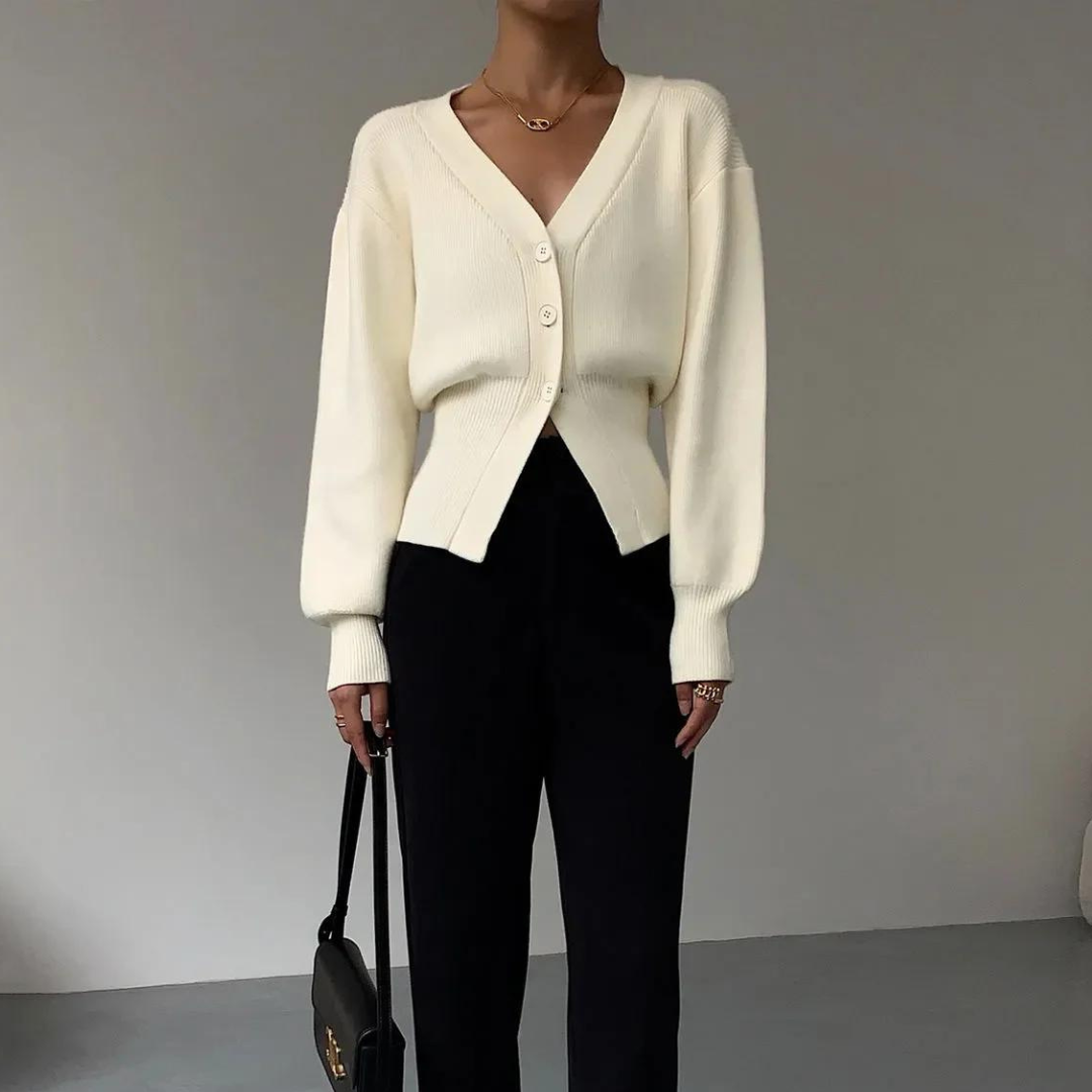 Lea Strickjacke | Elegante Strickjacke mit V-Ausschnitt und Langen Ärmeln