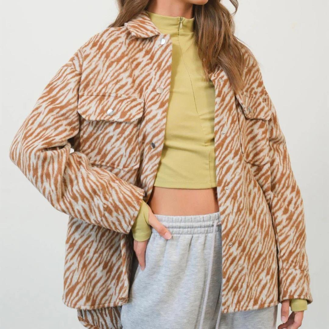 Orange Zebra Jacke | Einzigartige Zebra Print Jacke für Damen