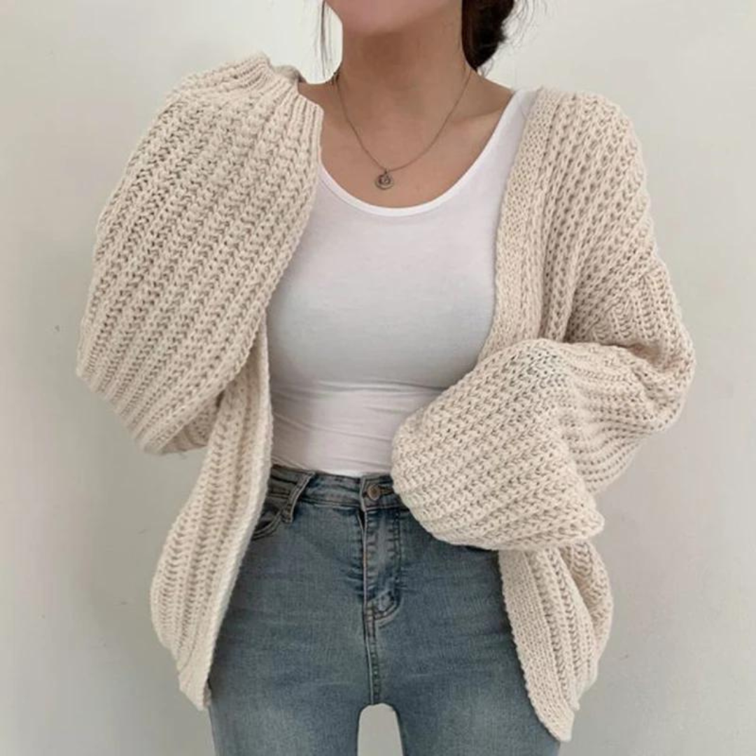 Helga Strickjacke | Gemütliche, lockere Strickjacke im Vintage-Stil mit Ballonärmeln