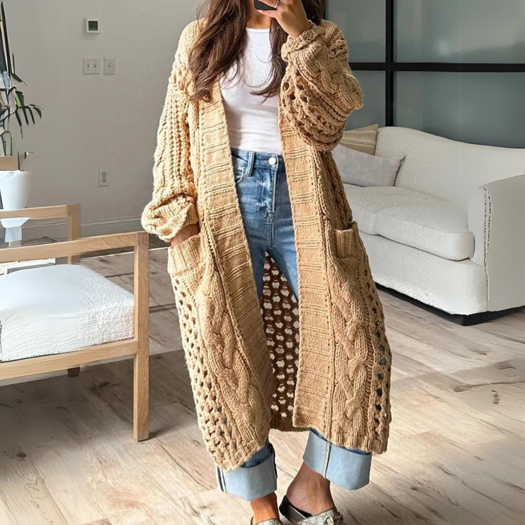 Anna Strickjacke | Stylische V-Ausschnitt-Strickjacke mit Cut-Out-Design