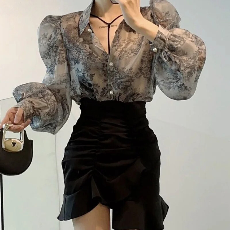 Lillymoda | Dorothy - Vintage Bluse mit Puffärmeln und Blumenmuster