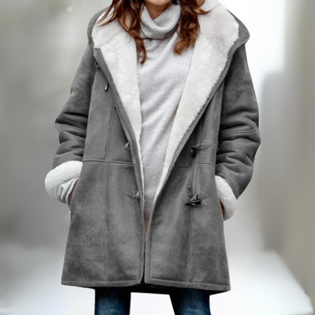 Irmelin Fleece Steppmantel | damen übergang Modische, warme Jacke mit Kapuze