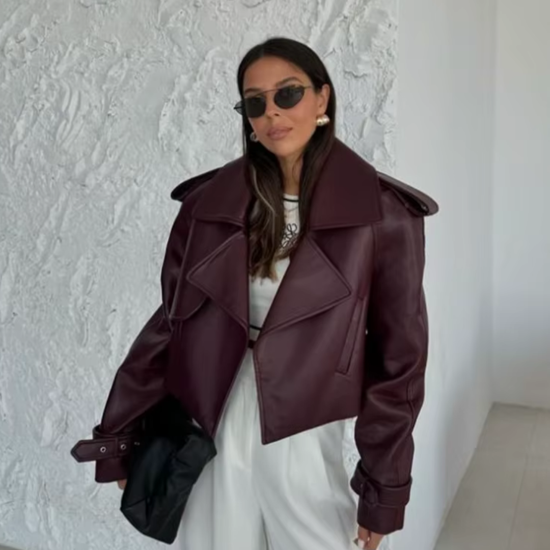 Hannah Lederjacke | Modische Bikerjacke mit Langarm für kalte Tage