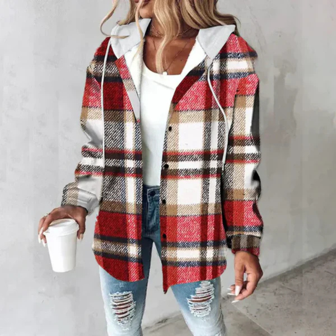 Andrea Strickjacke | Warme Damen Strickjacke mit Kapuze für Winter