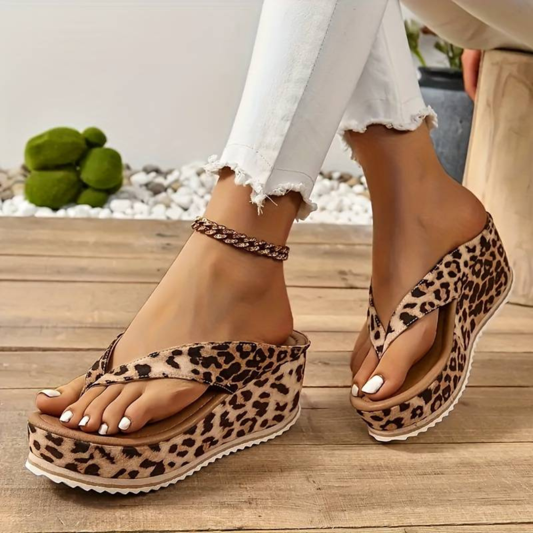 Leopard Flip-Flops | Einfache Slip-On-Strandsandalen für Damen
