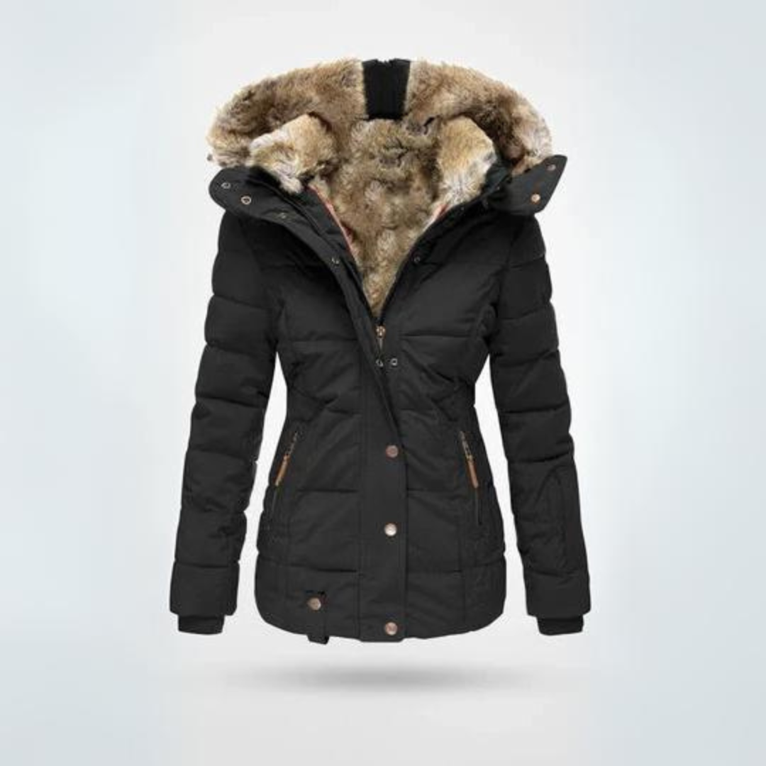 Cecilie Steppmantel | Warmer Wintermantel mit Kunstfellkragen