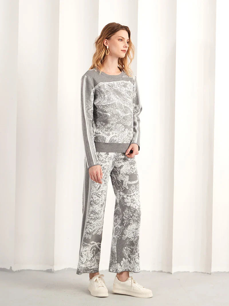 Lillymoda | Emelia - Gestricktes Bedrucktes Set [Pullover+Hose]
