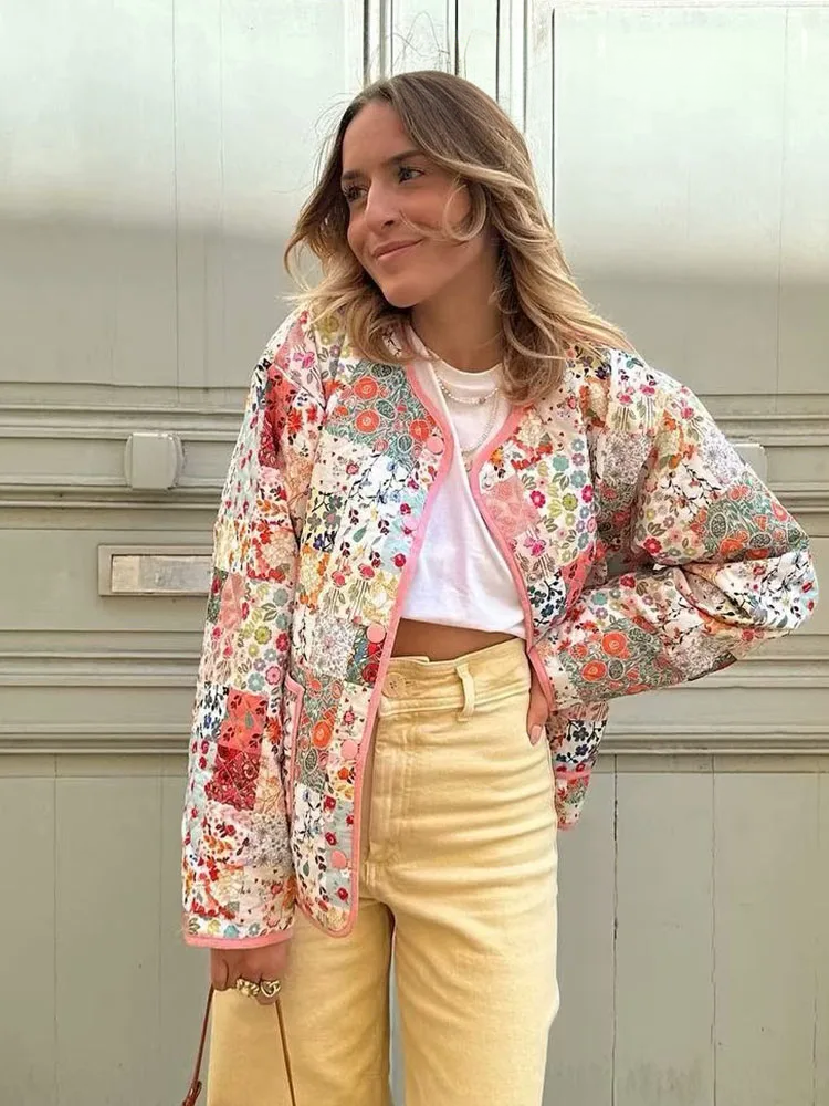 Lillymoda | Celine - Gepolsterte Jacke mit Blumenmuster