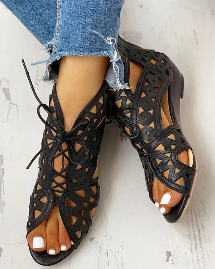 Antonietta - Komfortable Damen Sandalen mit Schnürsenkeln