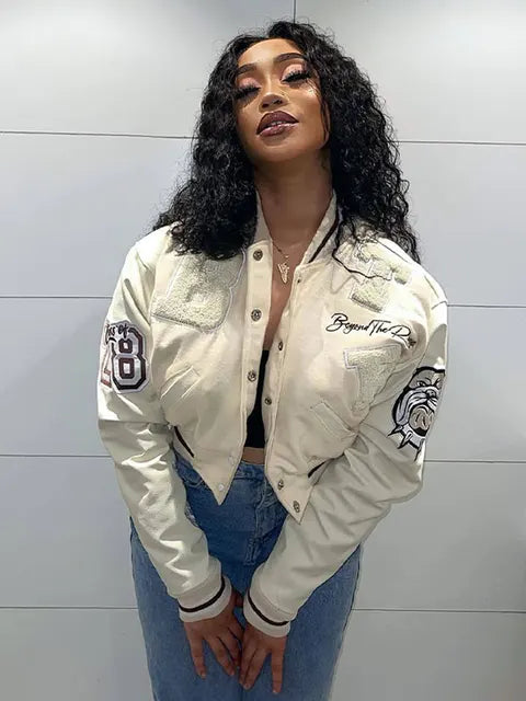 Lillymoda | Sophie - Bedruckte Varsity Gekürzt Jacke