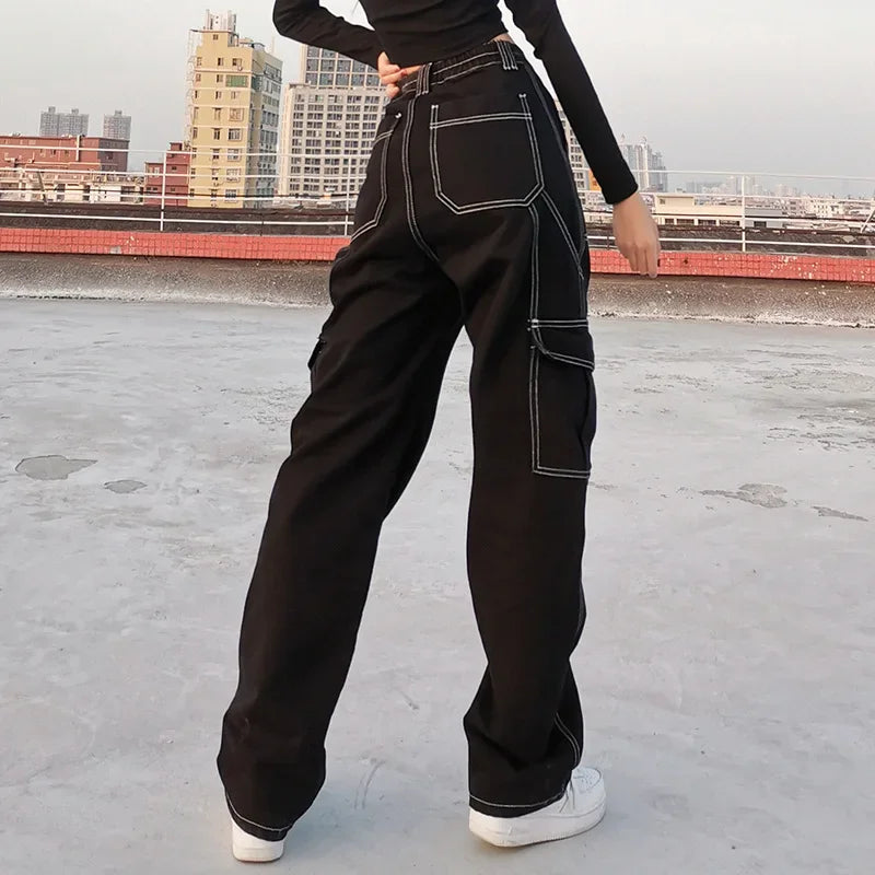 Regina - Vintage Cargo-Hose im mit hohem Bund und Taschen