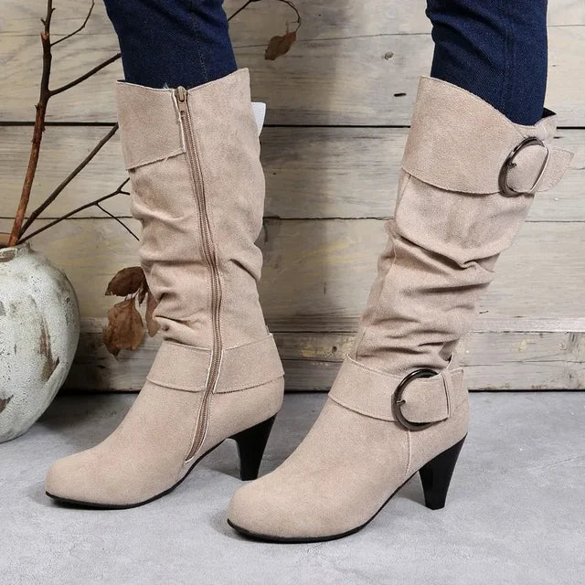 Lillymoda | Camila - Kniehohe Schnallenstiefel