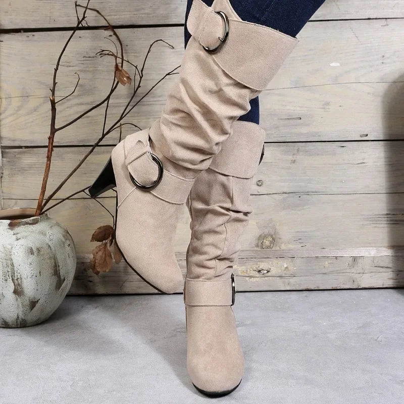 Lillymoda | Camila - Kniehohe Schnallenstiefel