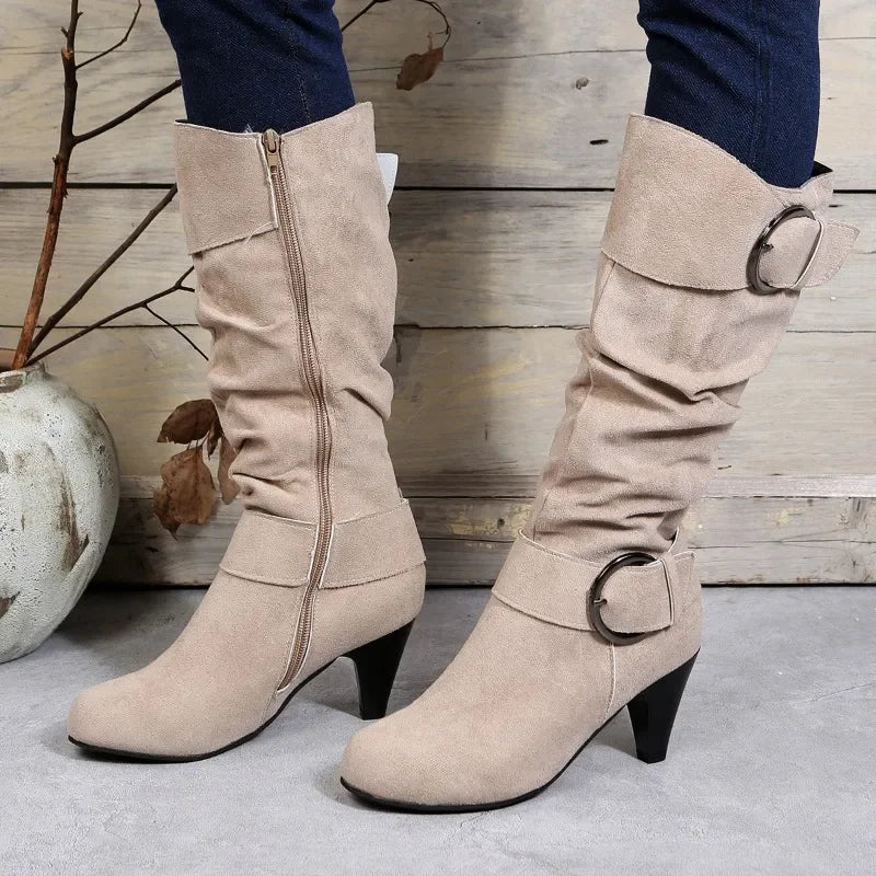 Lillymoda | Camila - Kniehohe Schnallenstiefel