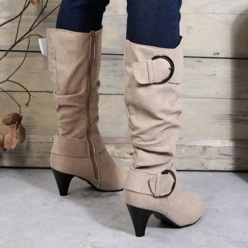 Lillymoda | Camila - Kniehohe Schnallenstiefel