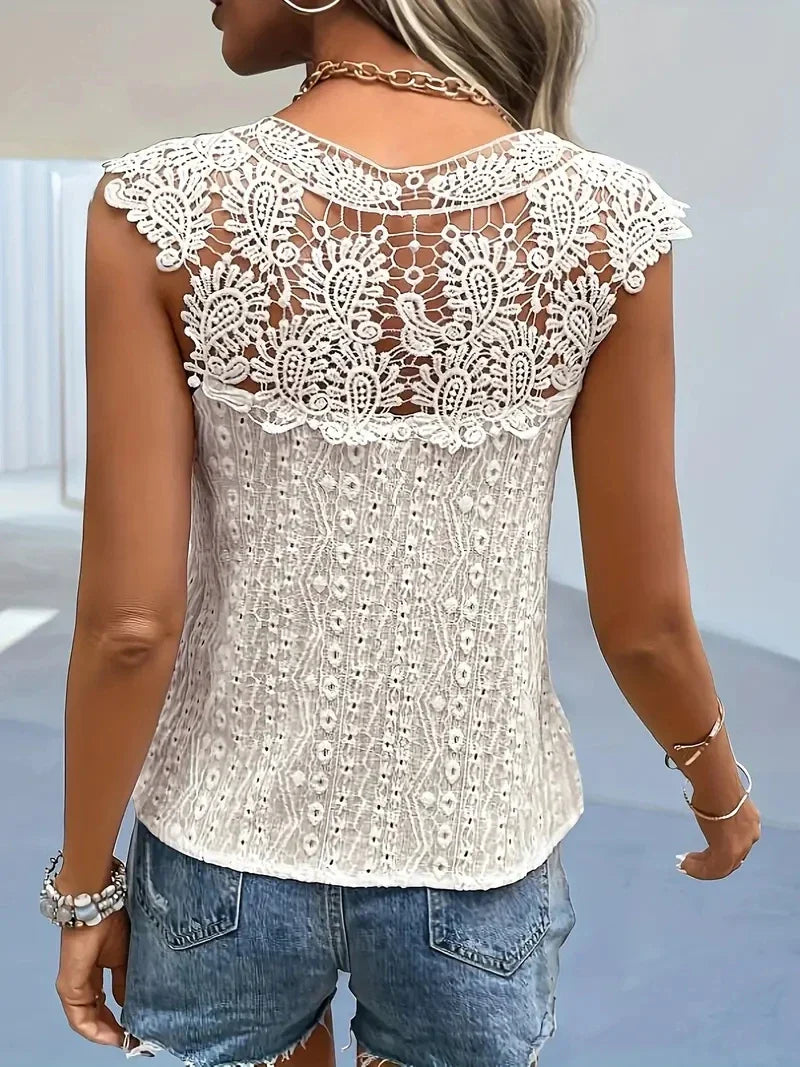 Lillymoda | Calista - lässiges ärmelloses Top mit Spitze