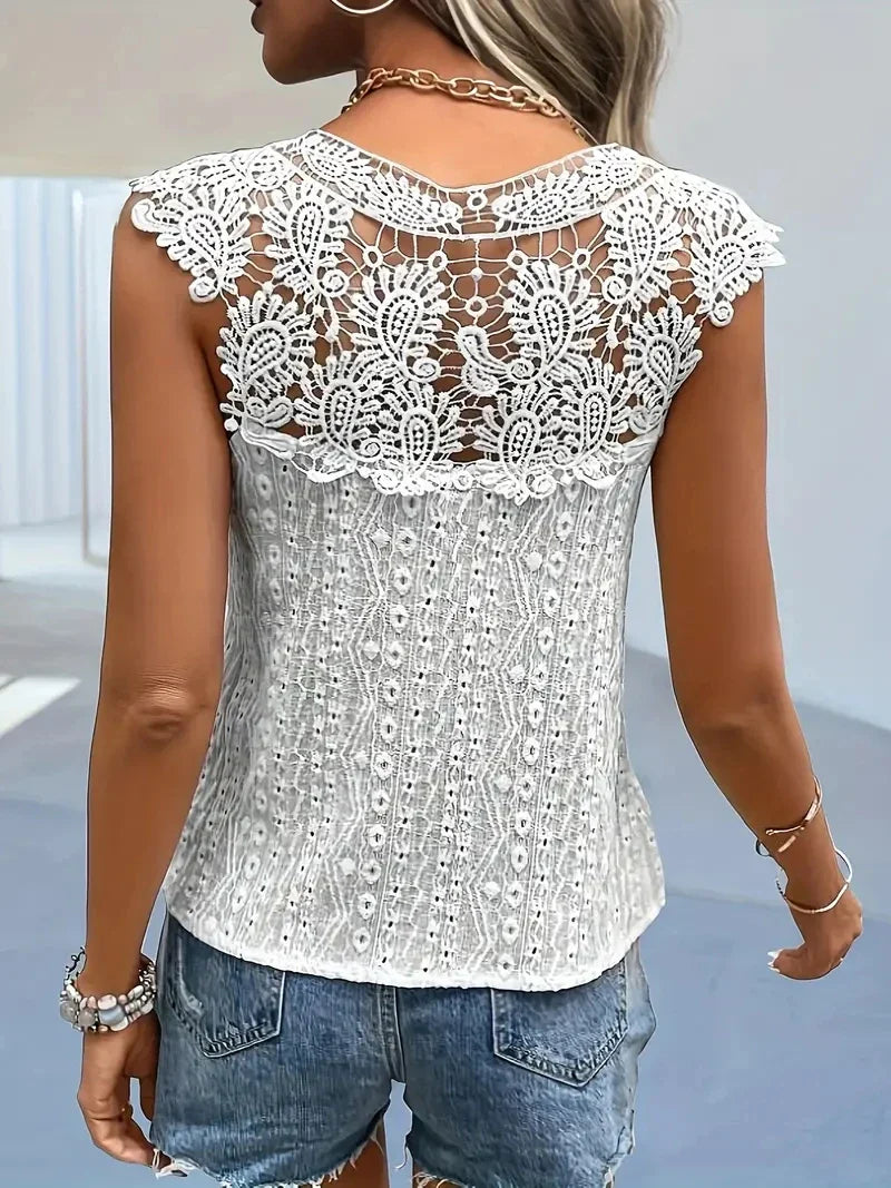 Lillymoda | Calista - lässiges ärmelloses Top mit Spitze
