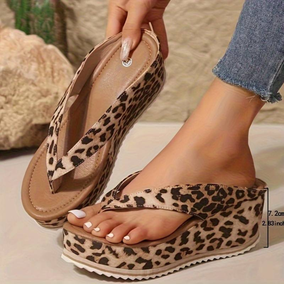 Leopard Flip-Flops | Einfache Slip-On-Strandsandalen für Damen
