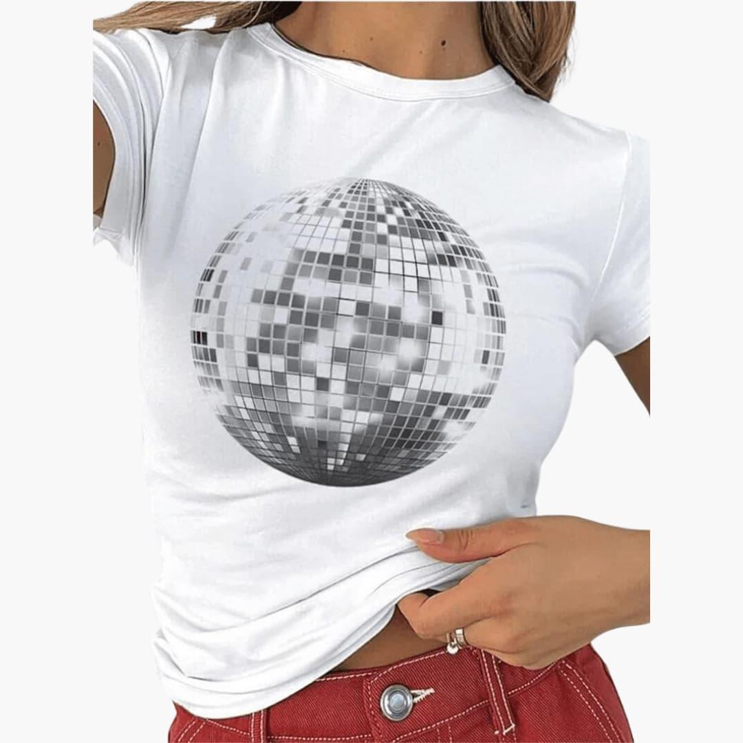 Trendiges Glitzerball-T-Shirt für Damen