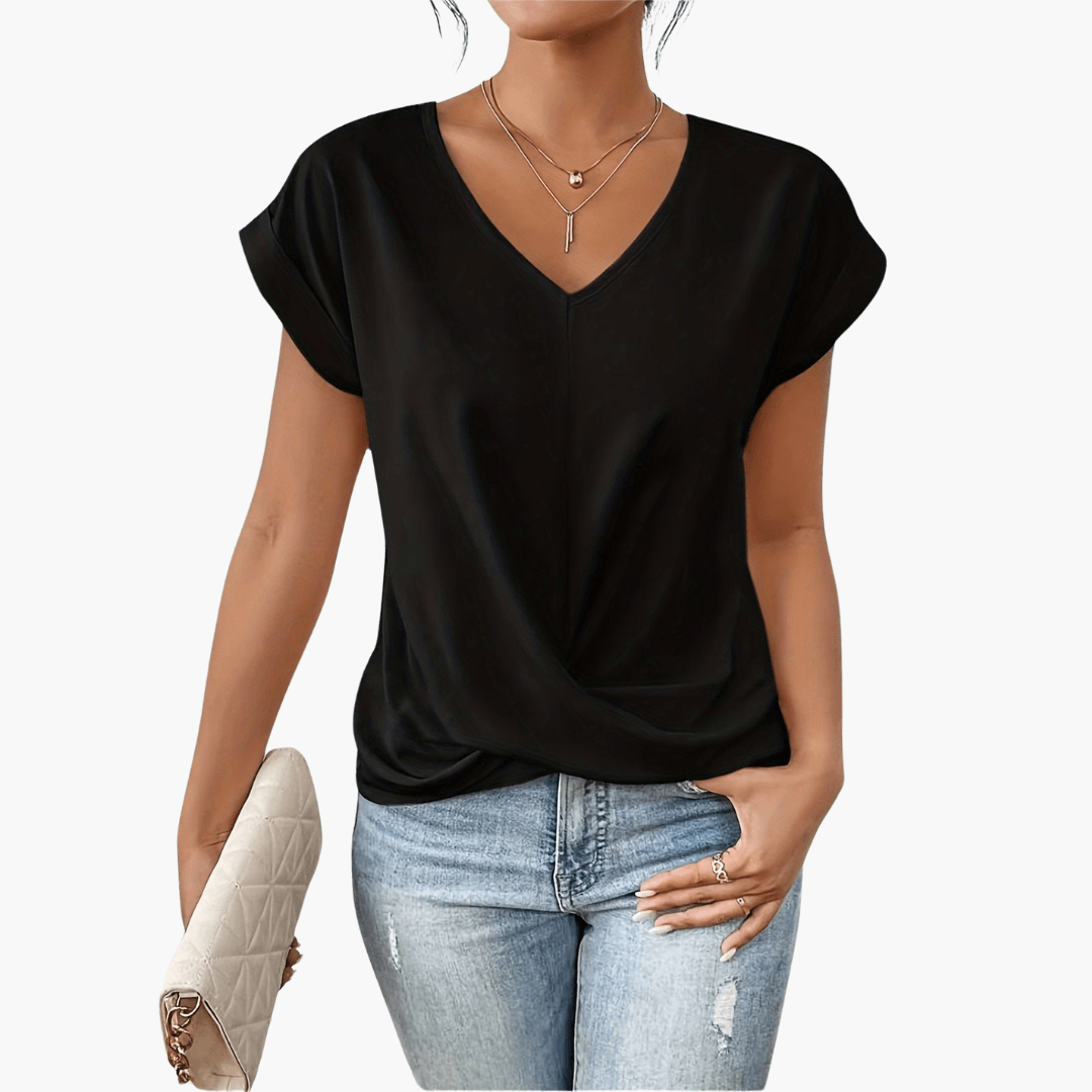 Trendiges, lässiges T-Shirt mit herzförmigem Ausschnitt für Damen