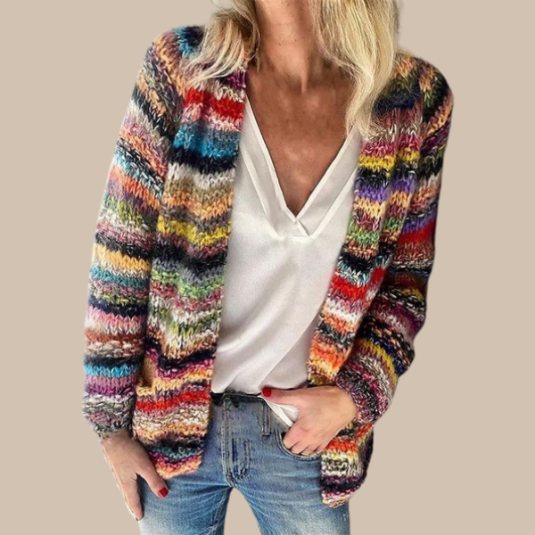 Lillymoda | Isabelle - Bunt gestreifte Strickjacke