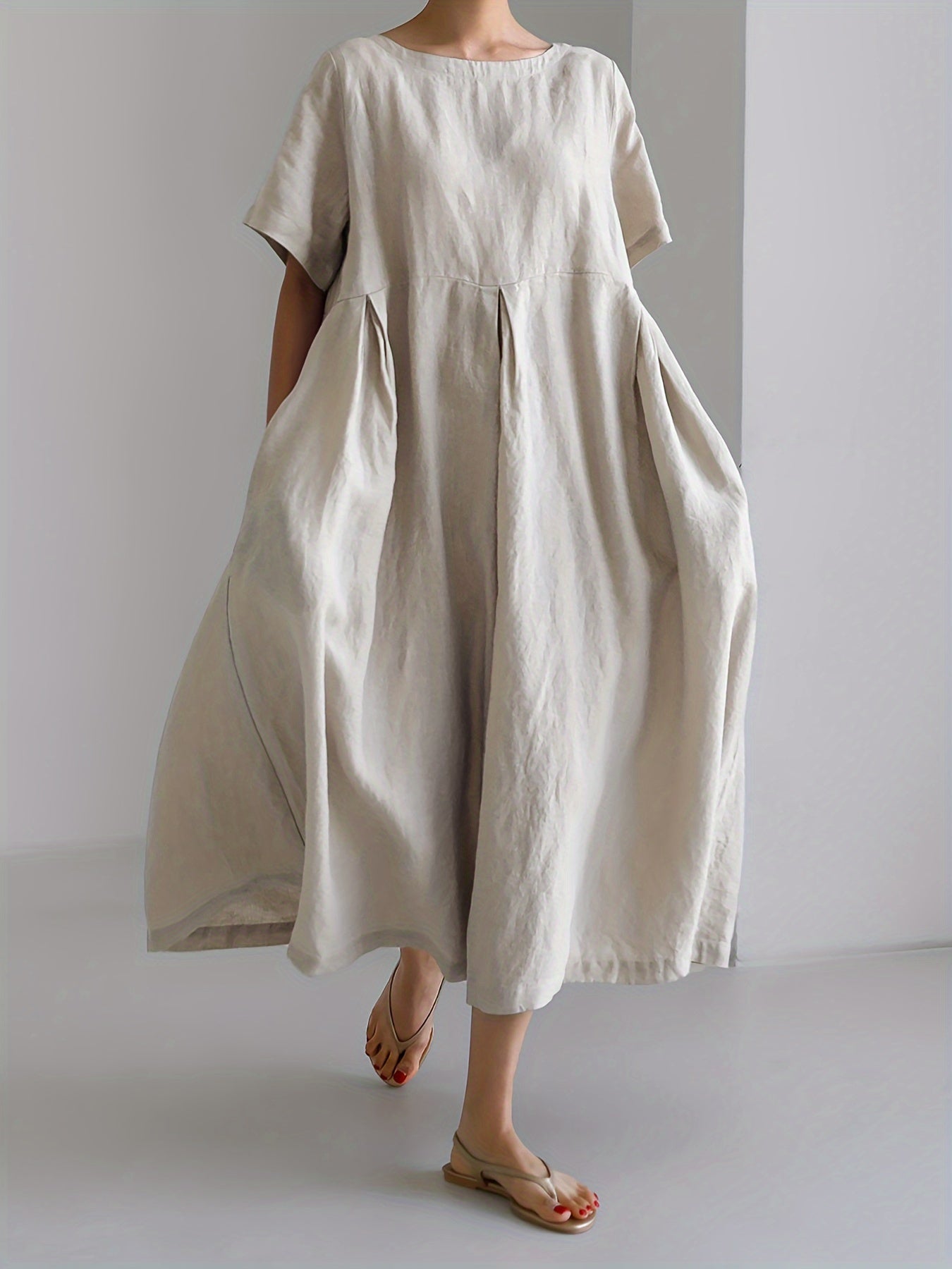 Maxikleid Damen Kurzarm Elegant Locker Frühling – Velania