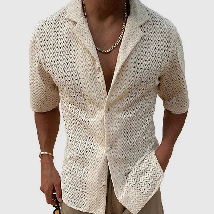 Romolo - Unifarbenes Strickhemd