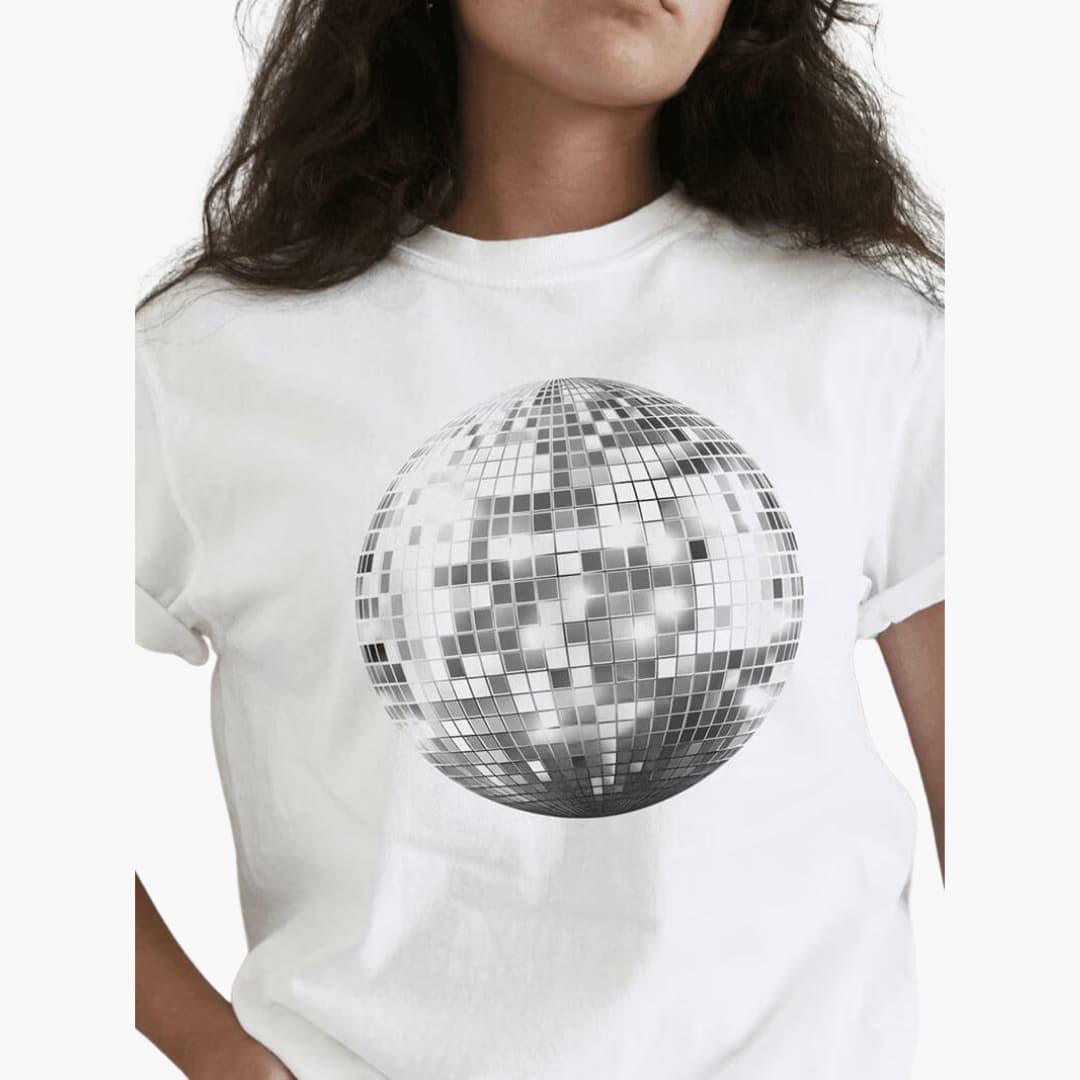 Trendiges Glitzerball-T-Shirt für Damen