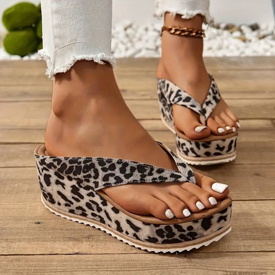 Leopard Flip-Flops | Einfache Slip-On-Strandsandalen für Damen