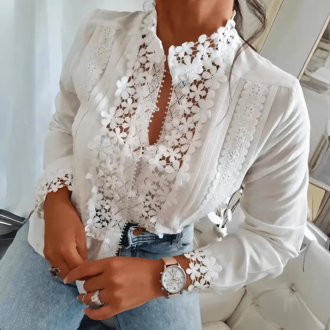 Laurien |  Blümchenbluse mit Spitzenmuster