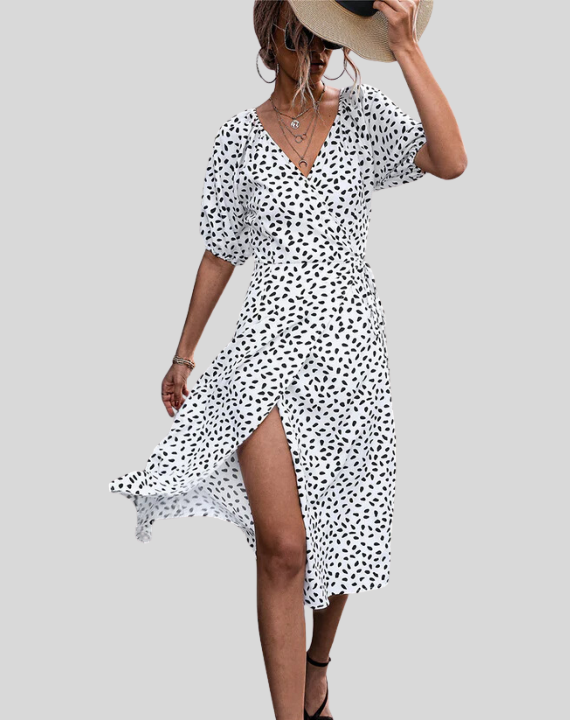 Lillymoda | Chloe - lässiges bedrucktes Kleid mit Schlitz