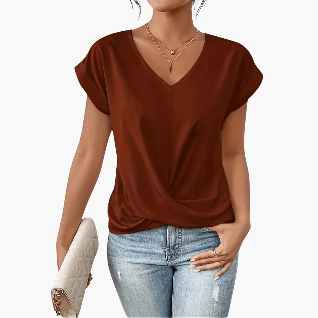 Trendiges, lässiges T-Shirt mit herzförmigem Ausschnitt für Damen