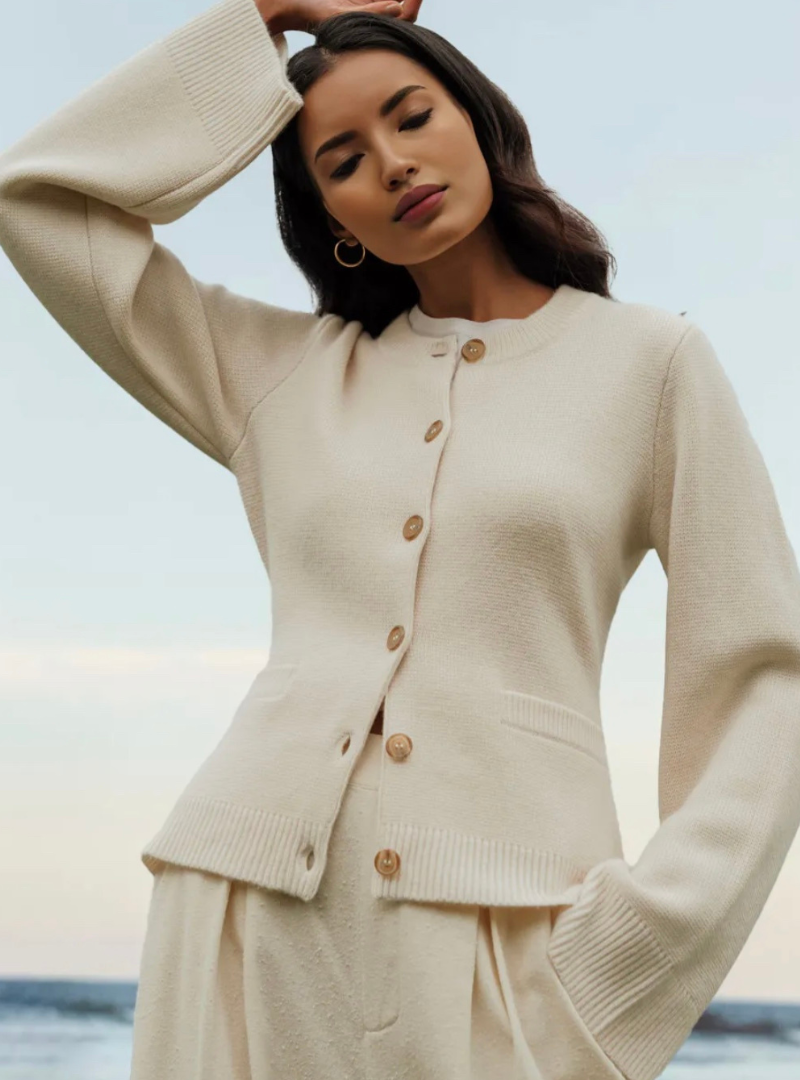 Lillymoda | Johanna - Lässige weiche Knopf-Strickjacke