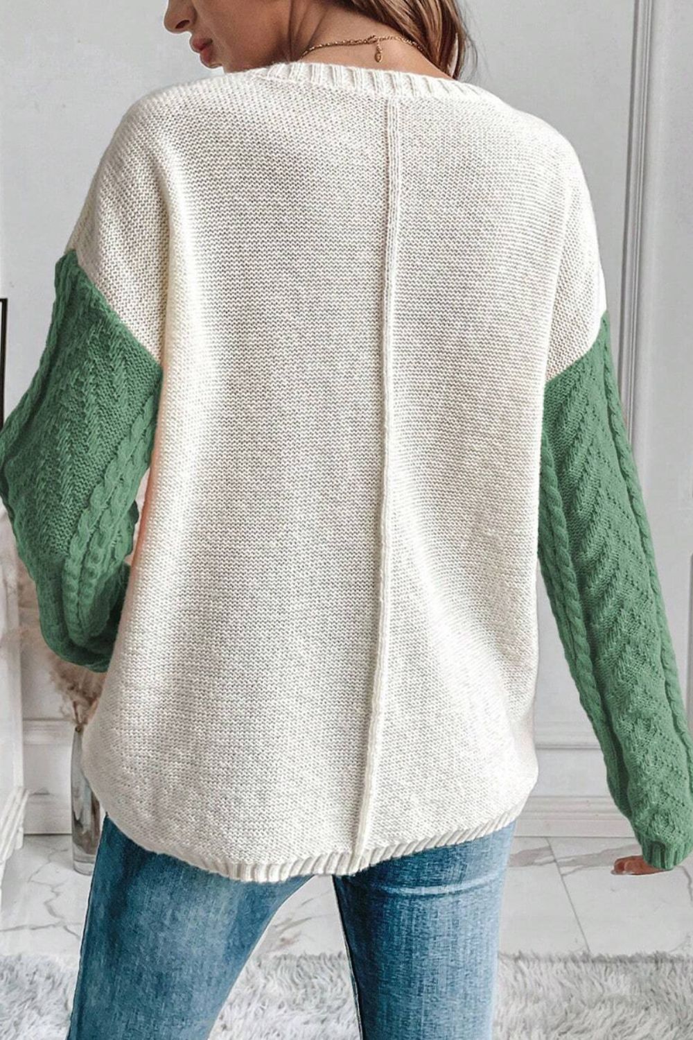 Pullover im trendigen Farbblock-Design mit Rundhalsausschnitt und langen Ärmeln für Frauen