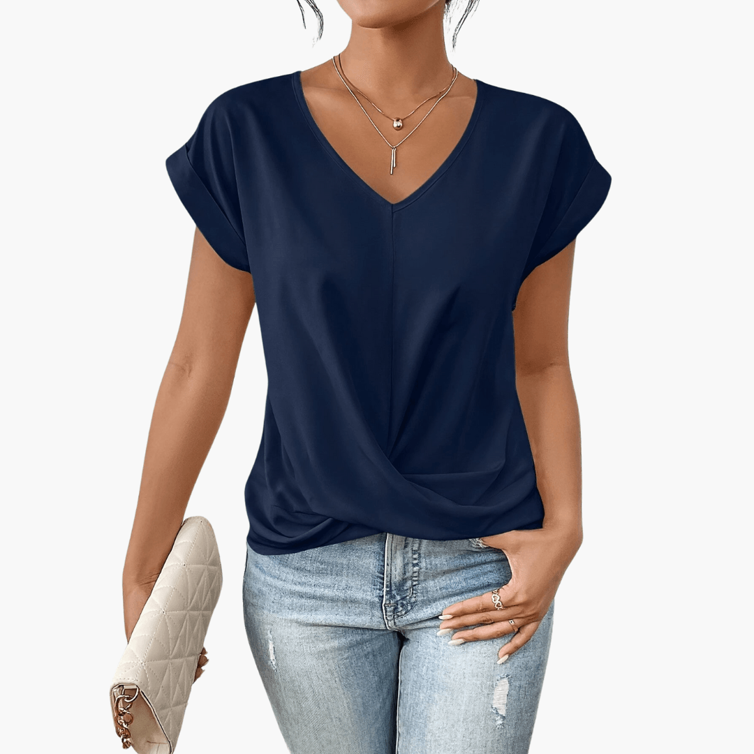 Trendiges, lässiges T-Shirt mit herzförmigem Ausschnitt für Damen