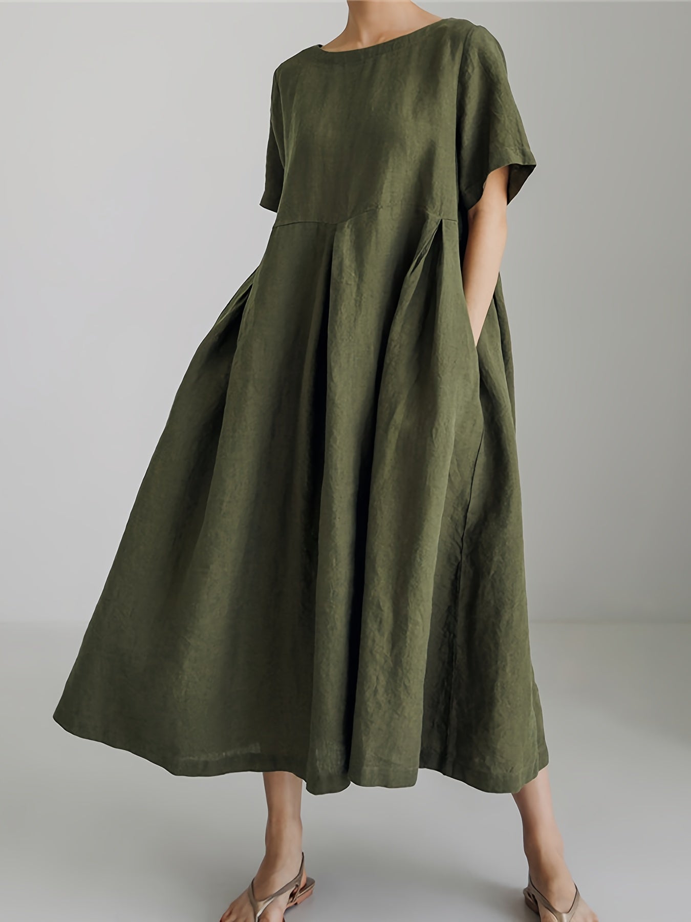 Maxikleid Damen Kurzarm Elegant Locker Frühling – Velania