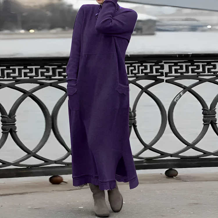 Lillymoda | Adalynn - Langärmeliges Maxikleid mit Fleece Futter für Frauen