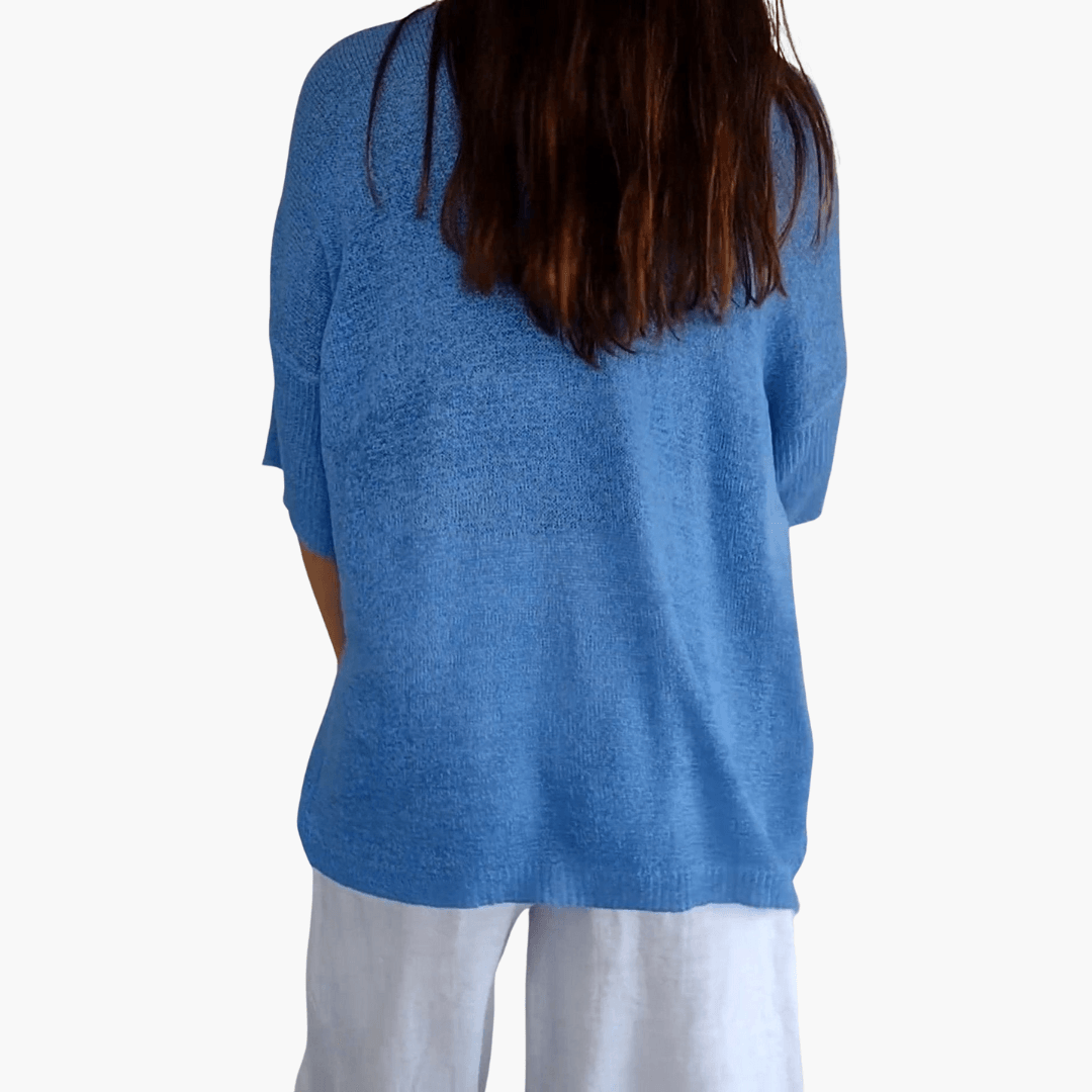 Weiches Baumwoll-Stricktop mit V-Ausschnitt für Frauen