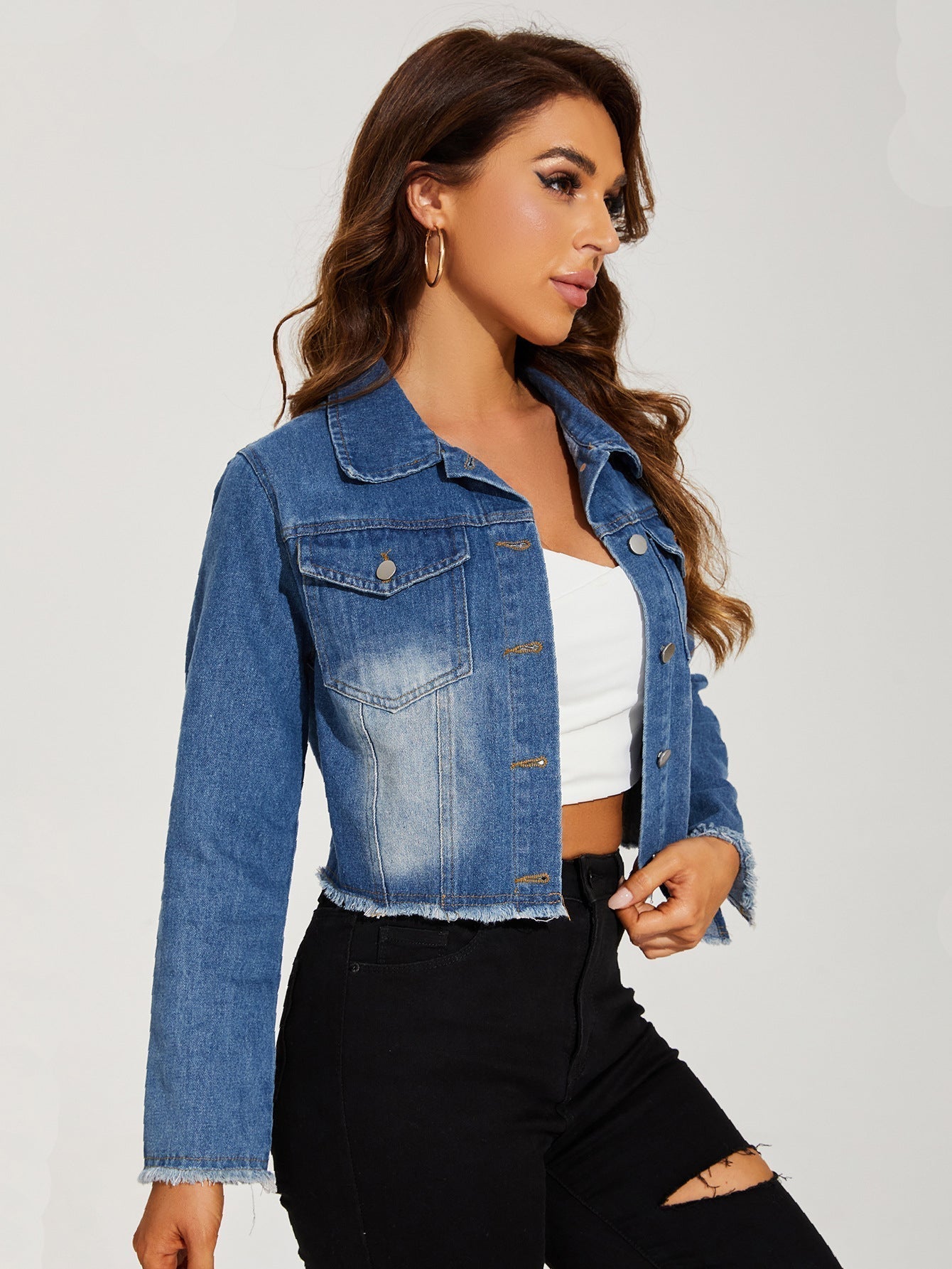Lillymoda | Amber Gekürzte Denim-Jacke