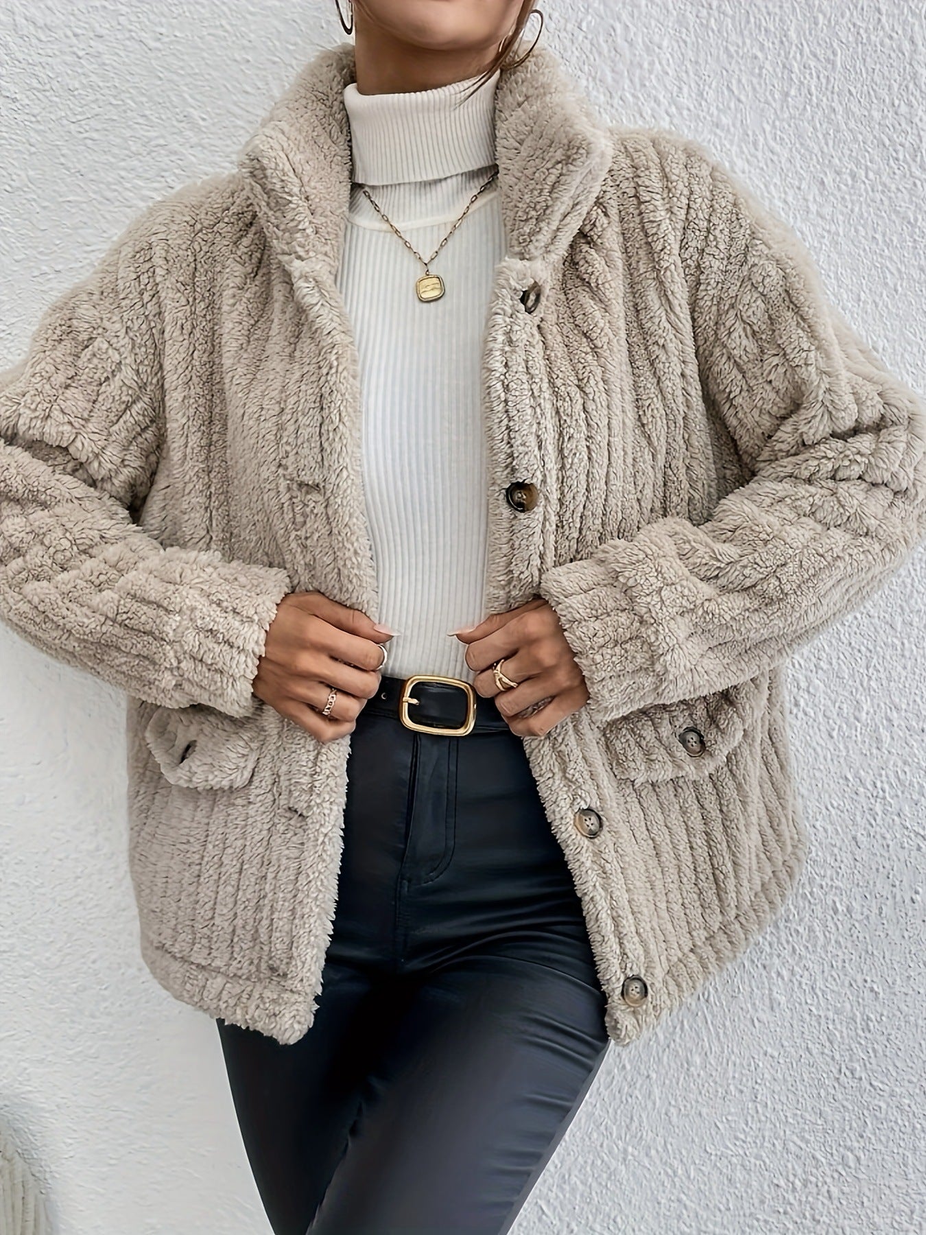 Liezel - Doppelseitige Samt-Knopf-Strickjacke